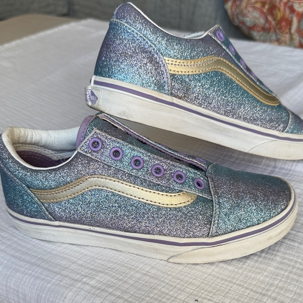 Van Sparkly Purple and Gold Sneakers Youth Size 3